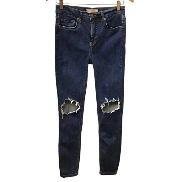 Free People 27 (US 4) Skinny Jeans Cropped Distressed Women’s Mid Rise Stretch - Picture 2 of 12